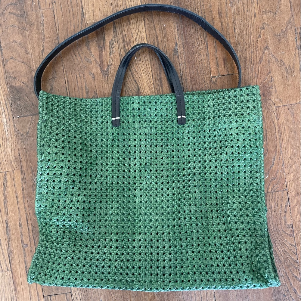 Clare V Green Crochet Tote Bag